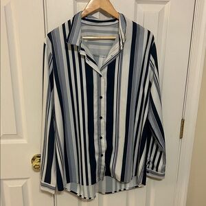 Lane Bryant Black and White Striped Blouse